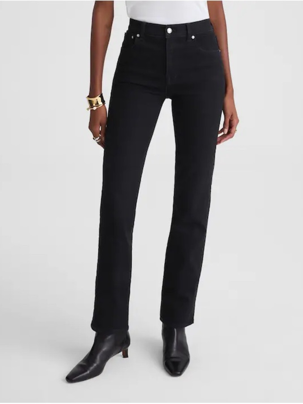Madewell The Longline Straight Jean In Black Frost Size 29 NWT